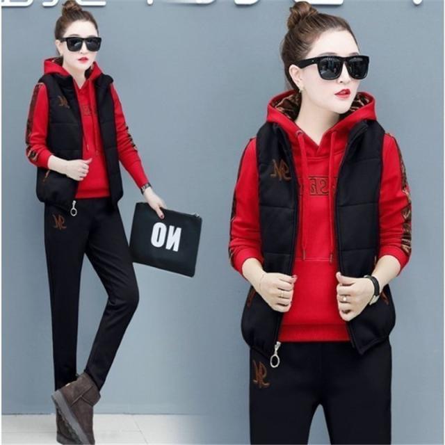 レディーススウェット セットアップ ジャージ 3点セット パーカー 上下